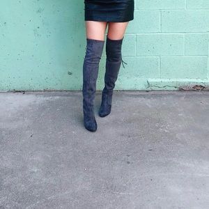 Gray Steve Madden over the knee boots